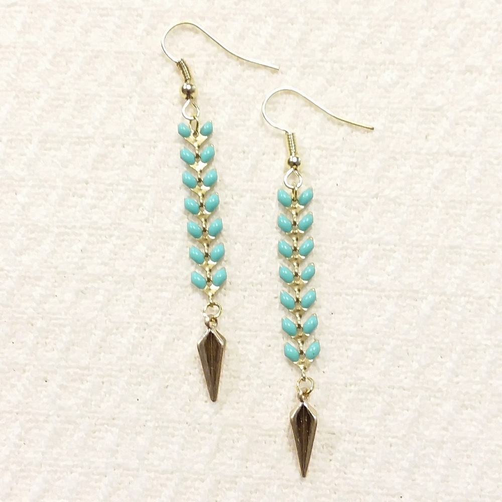 Elegant Turquoise and Gold Dangle Earrings